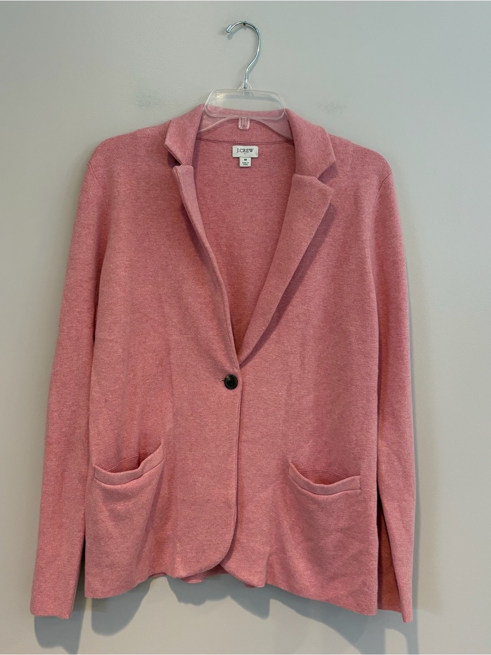 J. Crew Pink Knit 100% Cotton Blazer Sweater Jacket Size M